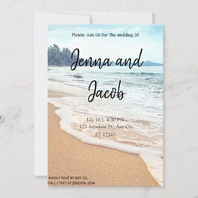 Sunrise Tropical Beach Wedding Invitation (Front)