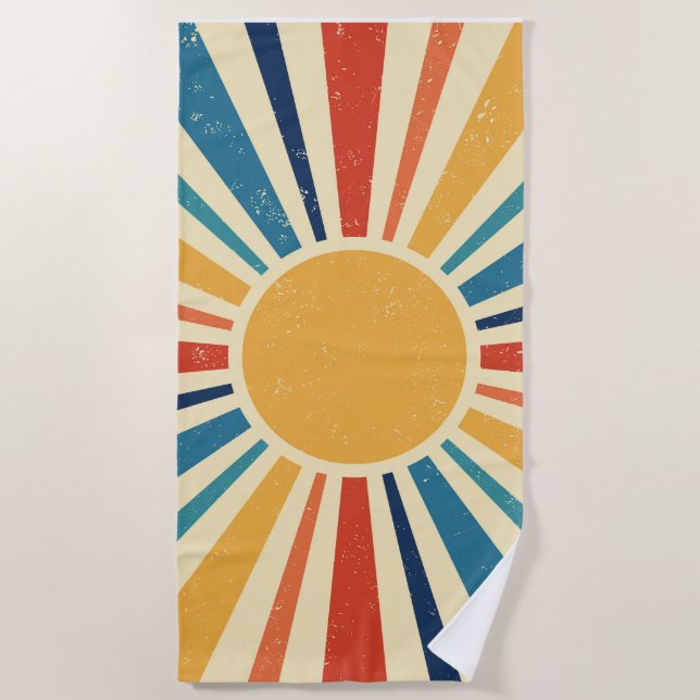 Sunrise Vintage Sun Summer Pool Beach Towel (Front)