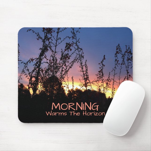 Sunrise Warms The Horizon Between Wildflower Mouse Pad (With Mouse)