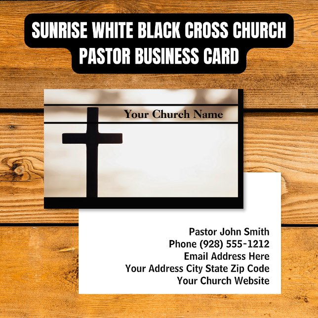 Sunrise White Black Cross Church Pastor Business Card (Sunrise White Black Cross Church Pastor Business Card
)