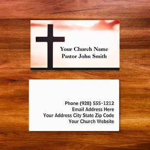 Sunrise White Black Cross Church Pastor Business Card