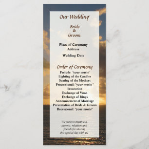 Sunrise With Clouds St. Martin Wedding Program Programme