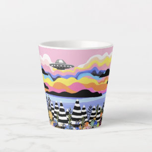 Sunrise with UFO Latte Mug