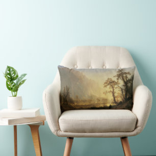 Sunrise, Yosemite Valley by Albert Bierstadt Lumbar Cushion