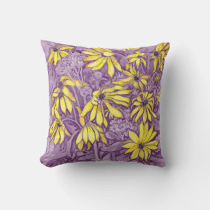 Sunroot Flowers Jerusalem Artichoke Purple Yellow Cushion