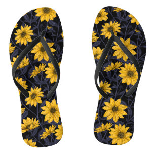 Sunroot, wild sunflower in yellow and blue jandals