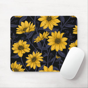 Sunroot, wild sunflower in yellow and blue mouse pad