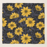 Sunroot, wild sunflower in yellow and blue scarf<br><div class="desc">Hand-painted vector sunroot flowers,  vector pattern.</div>