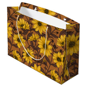 Sunroot, wild sunflower in yellow and brown large gift bag