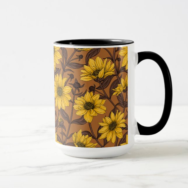 Sunroot, wild sunflower in yellow and  brown mug (Right)