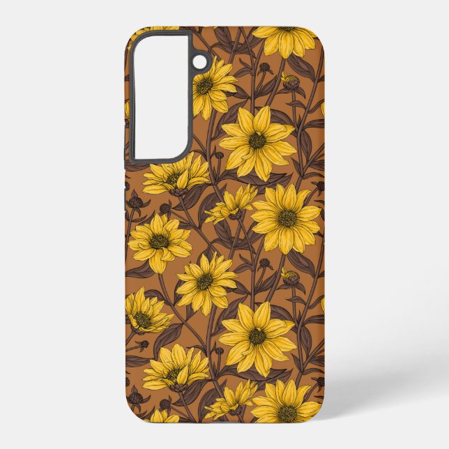 Sunroot, wild sunflower in yellow and  brown samsung galaxy s22+ case (Back)