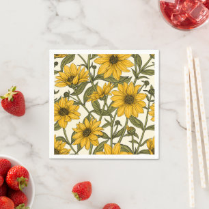 Sunroot, wild sunflower on off white napkin