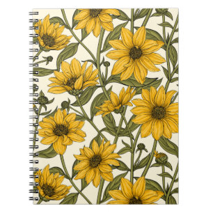 Sunroot, wild sunflower on off white notebook