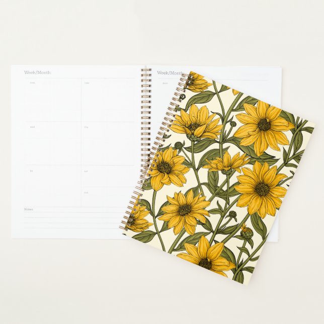 Sunroot, wild sunflower on off white planner (Display)
