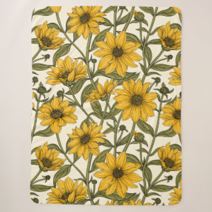 Sunroot, wild sunflower on off white sherpa blanket