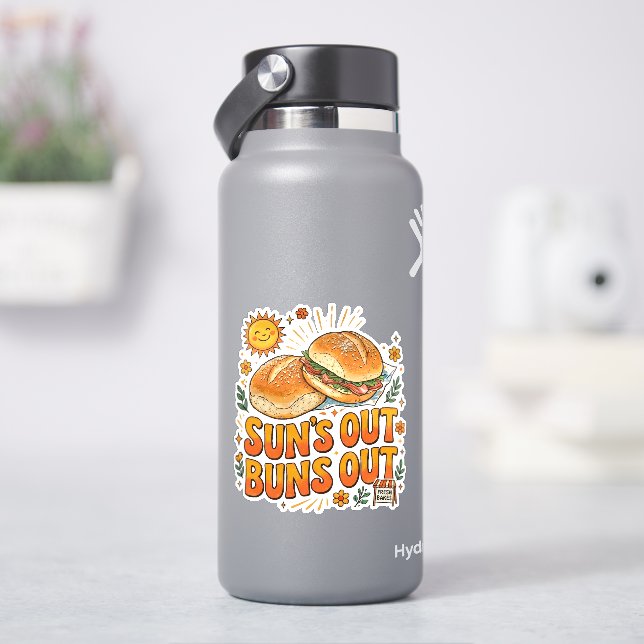 Sun's Out Buns Out Cheerful Retro Summer Design (HydroFlask)