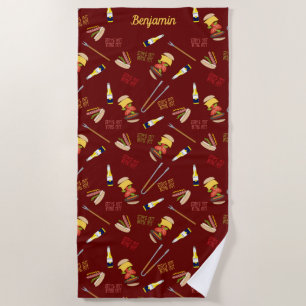 Sun's Out Buns Out Funny Custom Name Cookout Beach Towel