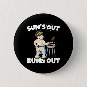 Suns Out Buns Out I Rbecue Pulled Pork Steak Bbq G 6 Cm Round Badge