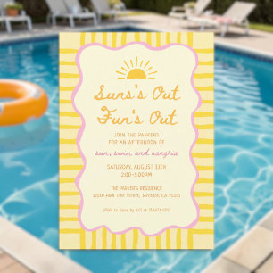 Suns Out Funs out Sun Swim Sangria Party Invitation
