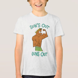 Sun's Out Guns Out Quote Retro Cartoon Muscle Man Tri-Blend Shirt