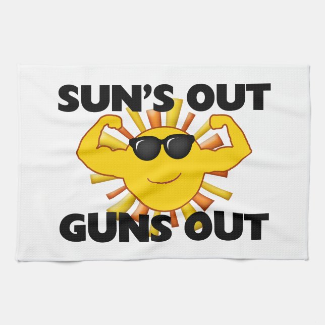 Sun's Out Guns Out Tea Towel (Horizontal)