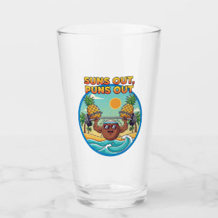 Suns Out Puns Out Beach Badge   Funny Summer  Glass