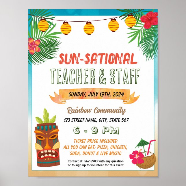 Sunsational Tropical event template Poster (Front)