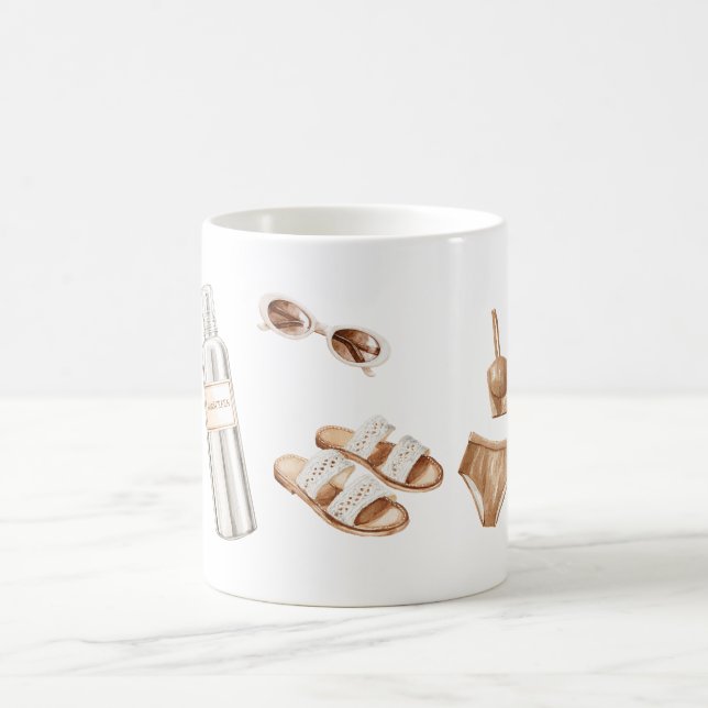 Sunscreen Bathing Suit Sandals Coffee Mug (Center)