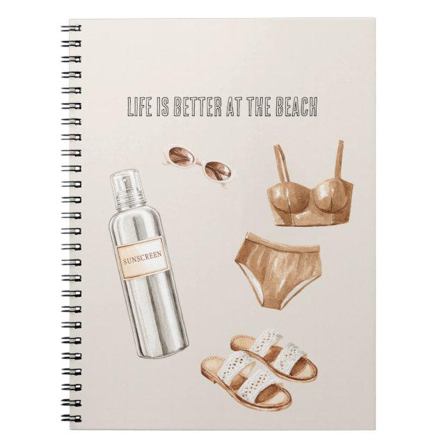 Sunscreen Bathing Suit Sandals Notebook (Front)