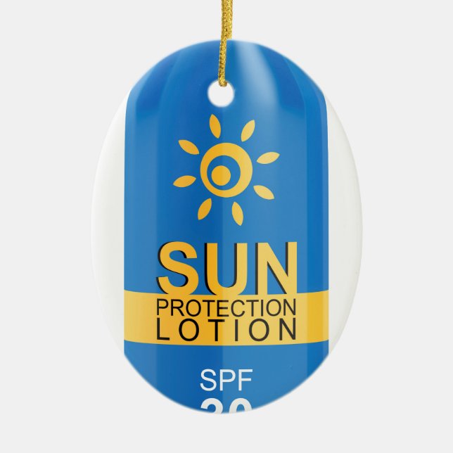 Sunscreen lotion on white ceramic tree decoration (Front)