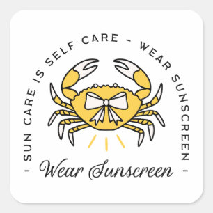 Sunscreen spf dermatologist self care sun reminder square sticker