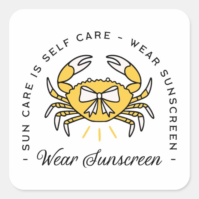 Sunscreen spf dermatologist self care sun reminder square sticker (Front)