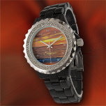Sunset 1577 watch<br><div class="desc">Painting "Sunset 1577" Collection This Women's Rhinestone Watch shines brightly with an enamel alloy bracelet in either black or white, as well as a customisable face, you’ll love glancing at your watch for the time. Personalise on the product page or click the "Customise" button for more design options. Design created...</div>