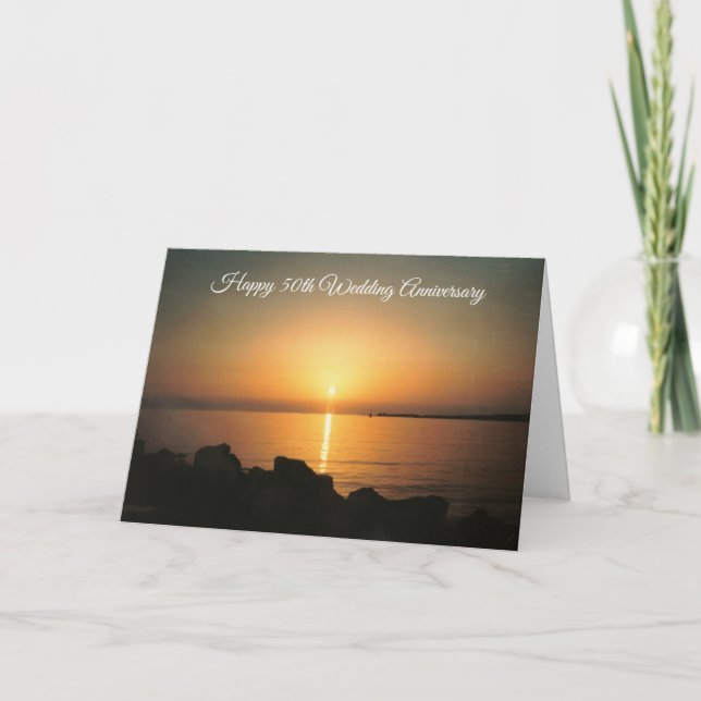 Sunset 50th Wedding Anniversary Card (Front)