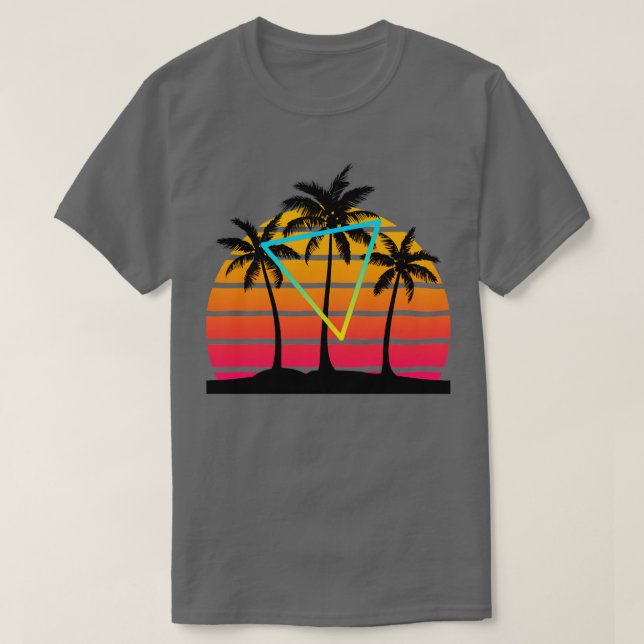 Sunset 80s Palm Tree Art T-Shirt (Design Front)