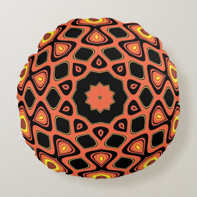 SUNSET ABSTRACT ROUND CUSHION (Front)