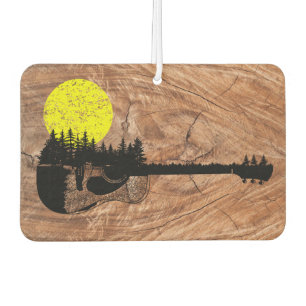 Sunset Acoustic Guitar - Rustic Wood Car Air Freshener