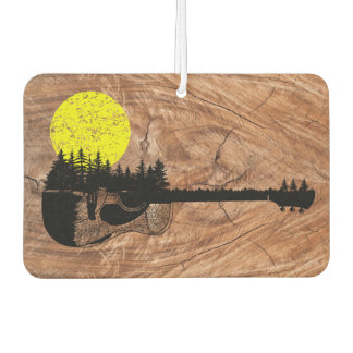 Sunset Acoustic Guitar - Rustic Wood Car Air Freshener