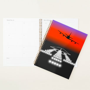 Sunset Aeroplane Approach Runway Lights Aviation Planner