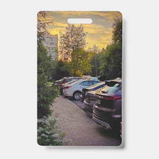 Sunset Alleyway Photo Badge – Customisable ID Badge