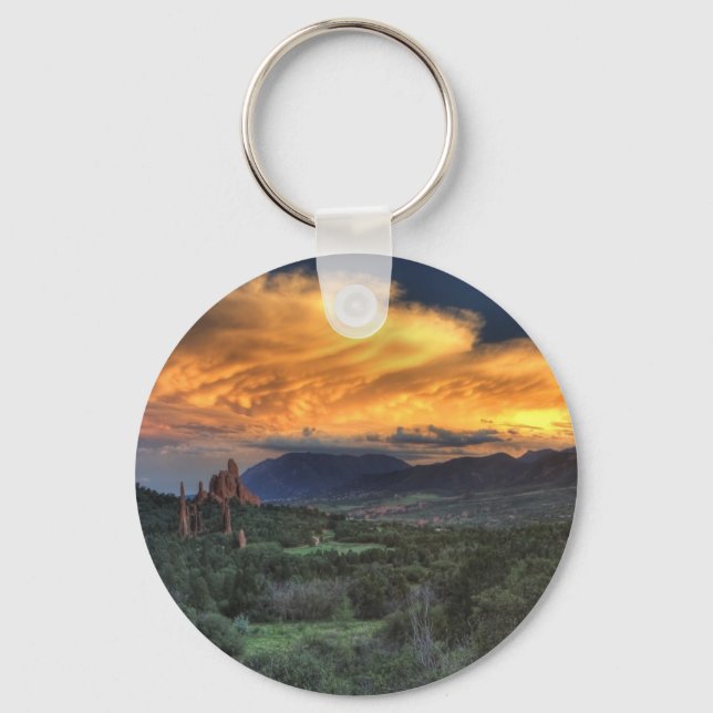 Sunset along Garden Path Key Ring (Front)