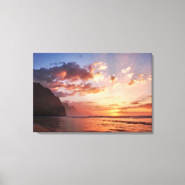 Sunset Along The Kauai Coast Canvas Print (Front)