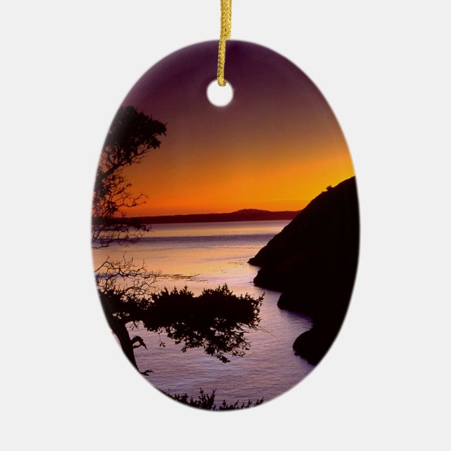 Sunset Anacortes Fidalgo Island Ceramic Tree Decoration (Front)