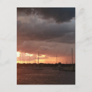 Sunset and Boats on the Water Picture Postcard