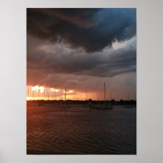 Sunset and Boats on the Water Picture Poster