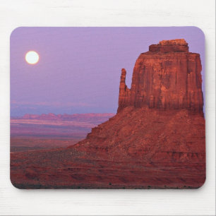 Sunset and moonrise at Mitten Butte, Monument Vall Mouse Pad