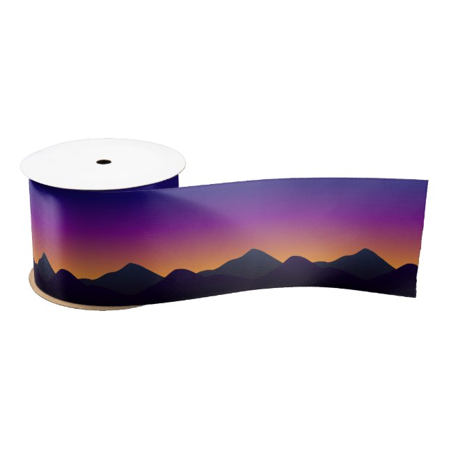 Sunset and mountains drawing ribbon satin ribbon (Spool)
