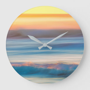 Sunset and Ocean Cape Disappointment State Park Large Clock