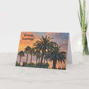 Sunset and Palm Trees Birthday Card