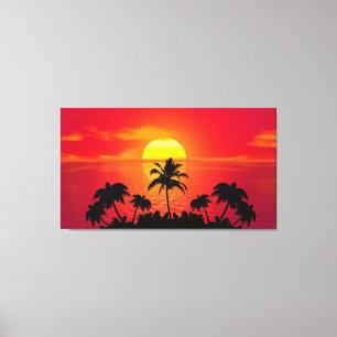 Sunset and Palm Trees Canvas Print